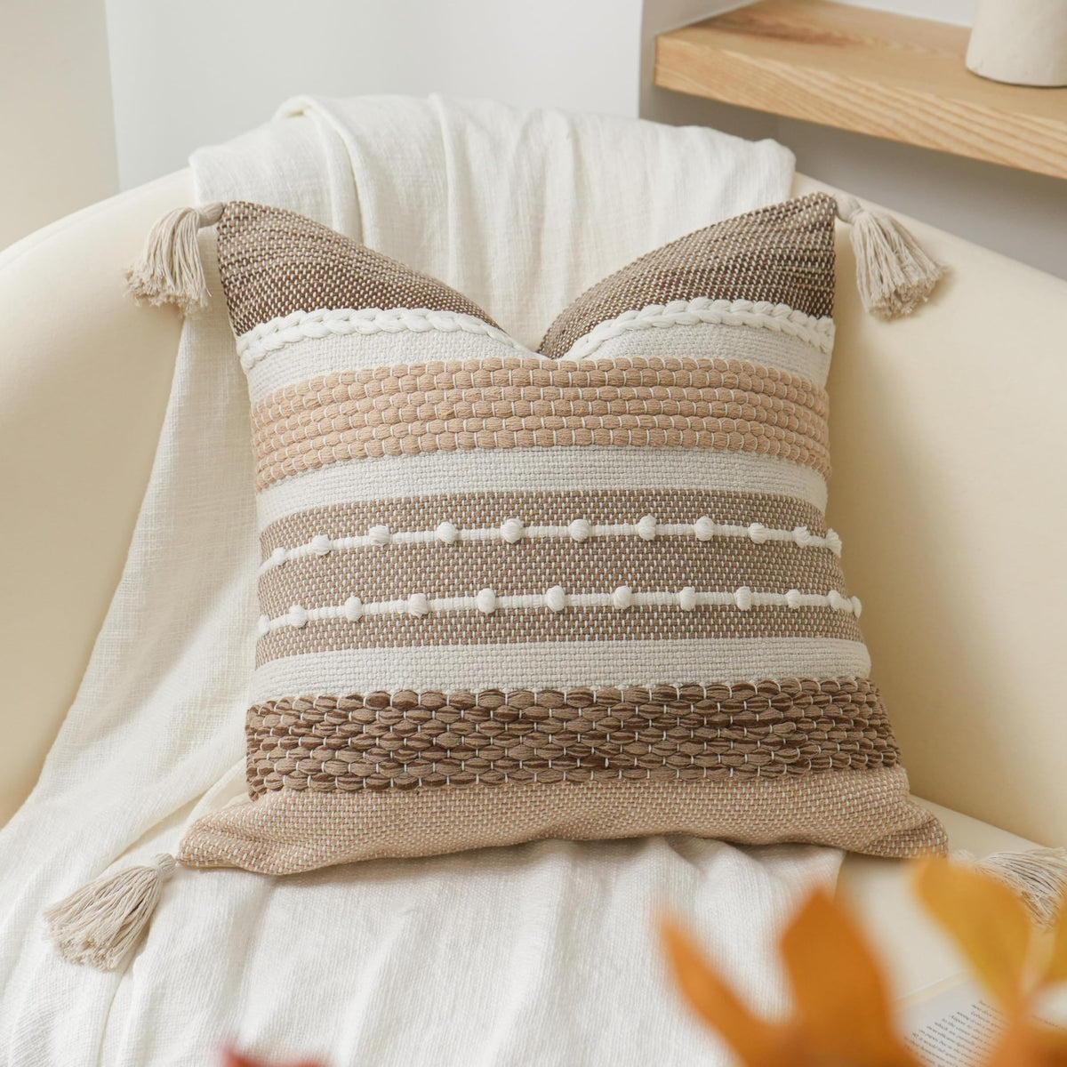 BlissBlush Coastal Blue Decorative Lumbar Pillow Cover 14x36 Boho Long Body Pillow for Bed Farmhouse Lumbar Throw Pillow for Couch Modern Accent Textured Throw Pillowcase