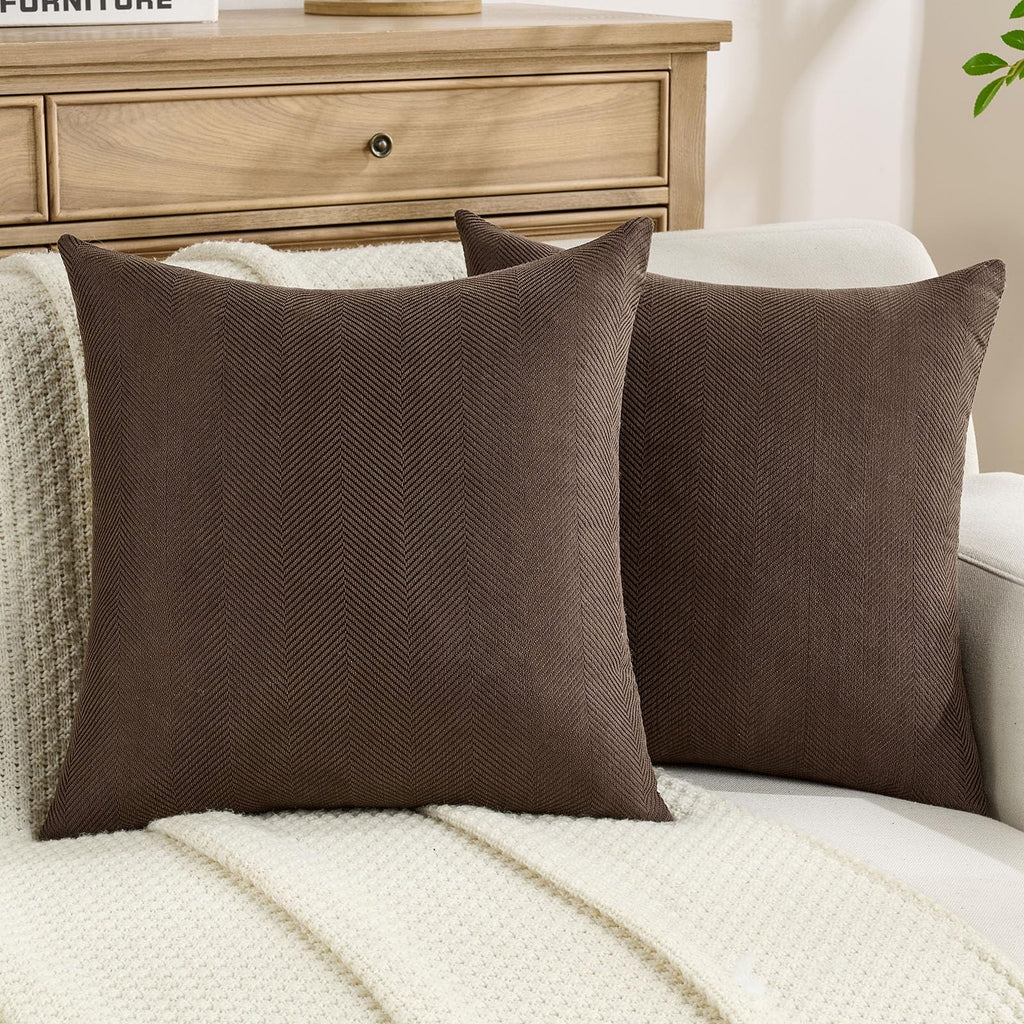 FUTEI Pack of 2 Chenille Throw Pillow Covers 18x18 Inch, Black