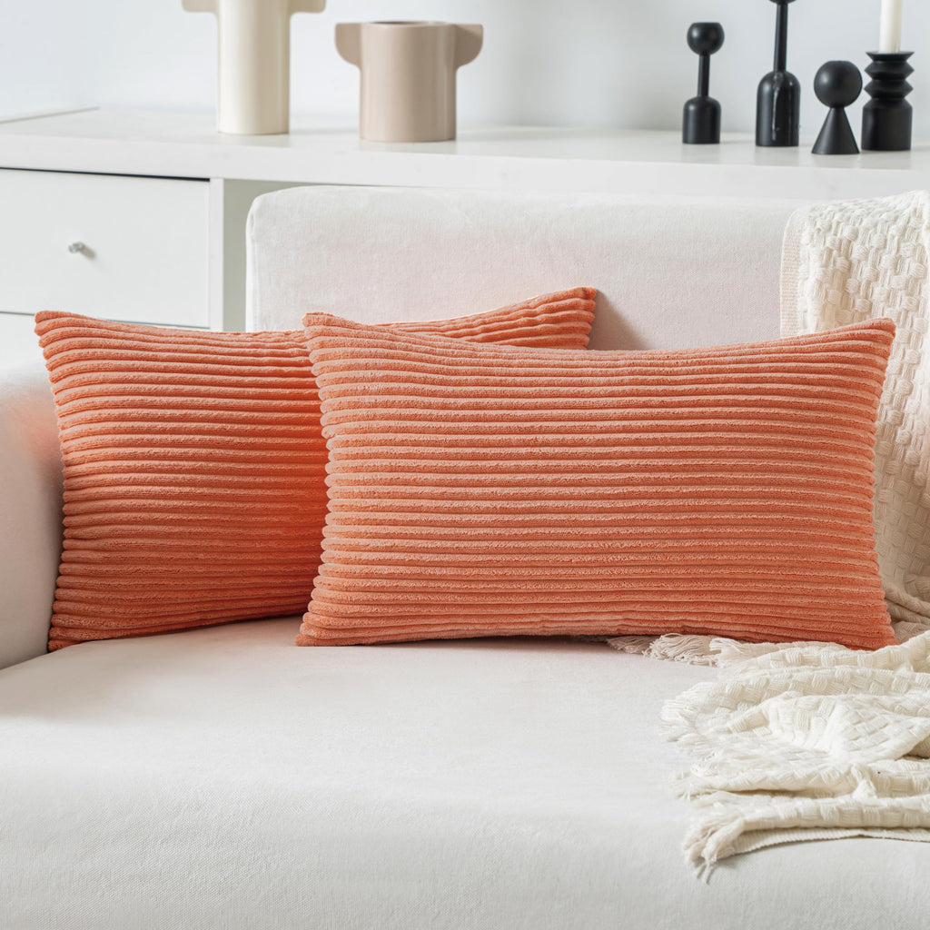 MIULEE Fall Decorative Corduroy Throw Pillow Covers Set of 2 20x20 Orange