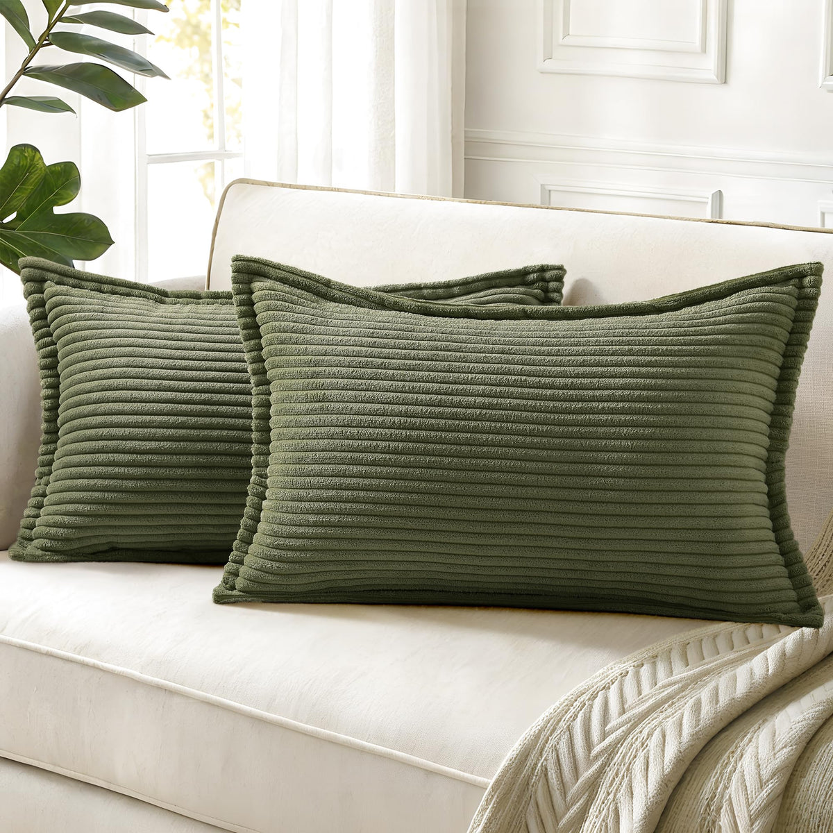 decorUhome Fall Corduroy Navy Blue Throw Pillow Covers 24x24 Set of 2