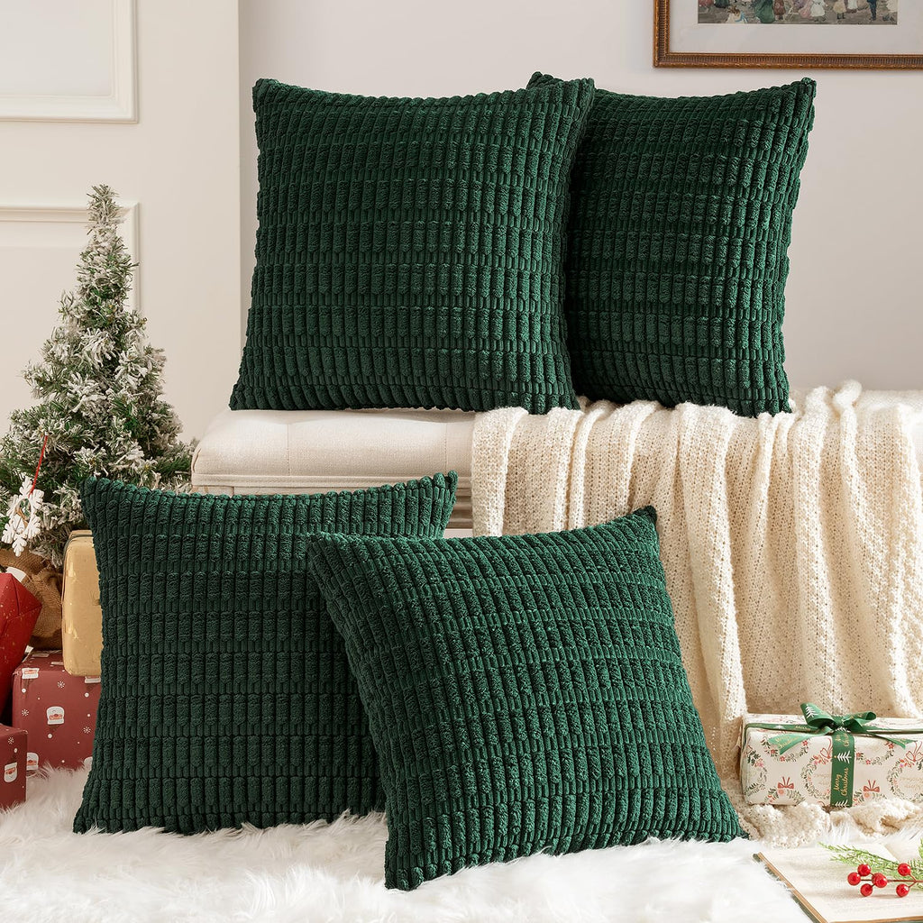 MIULEE Pack of 4 Corduroy Decorative Throw Pillow Covers 18x18 Inch Brown