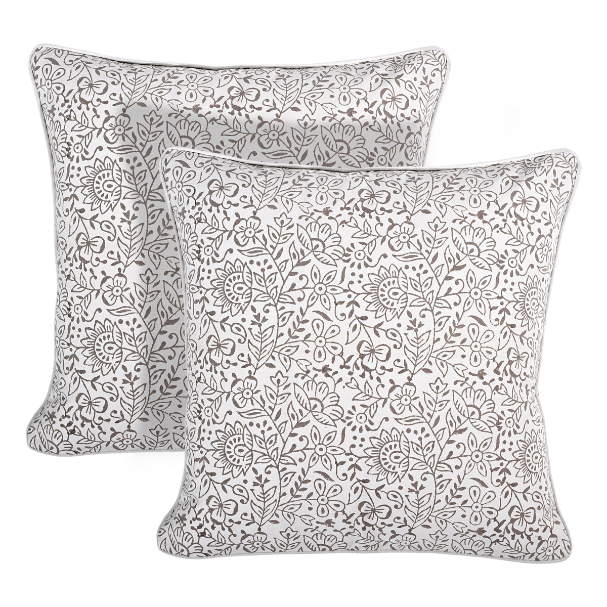 Ridhi Block Print Columbia Blue Pillow Cover 18" x 18" (Pack of 2) Decorative Couch Pillows for Living Room, Chic Boho Cute Outdoor Pillows Covers Gifts for Spring, Easter and Valentine