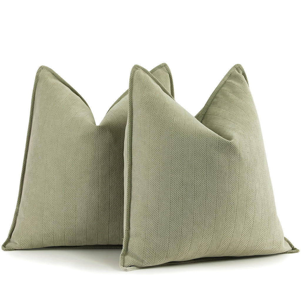 ZWJD Beige Pillow Covers 20x20 Set of 2 Chenille Throw Pillow Covers with Elegant Design Soft and Luxurious Decorative Throw Pillows for Couch, Bed, and Home Decor