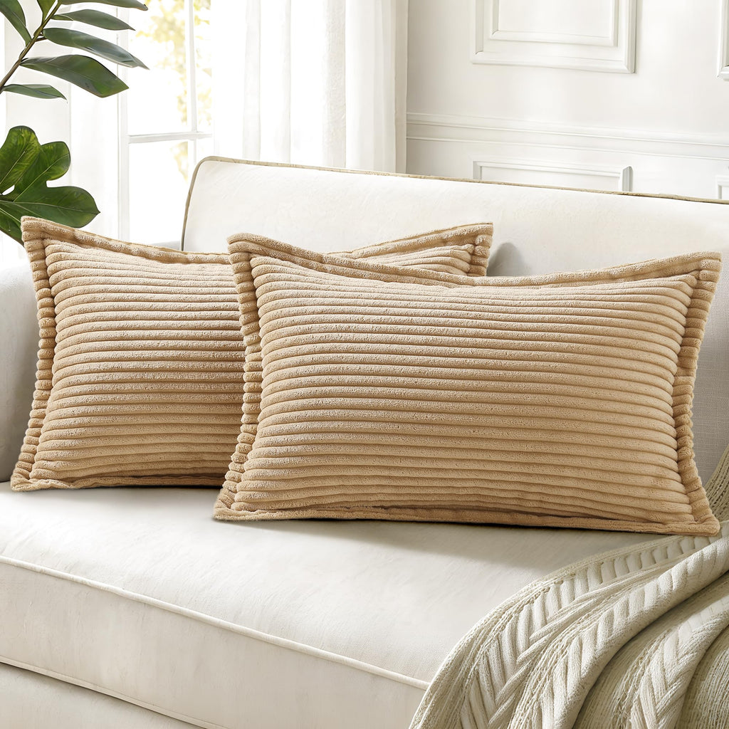 decorUhome Fall Corduroy Navy Blue Throw Pillow Covers 24x24 Set of 2