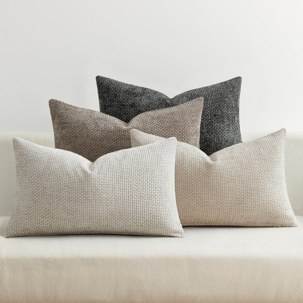 MIULEE Soft Decorative Chenille Pillow Covers Blue Series 18x18 Pack of 4