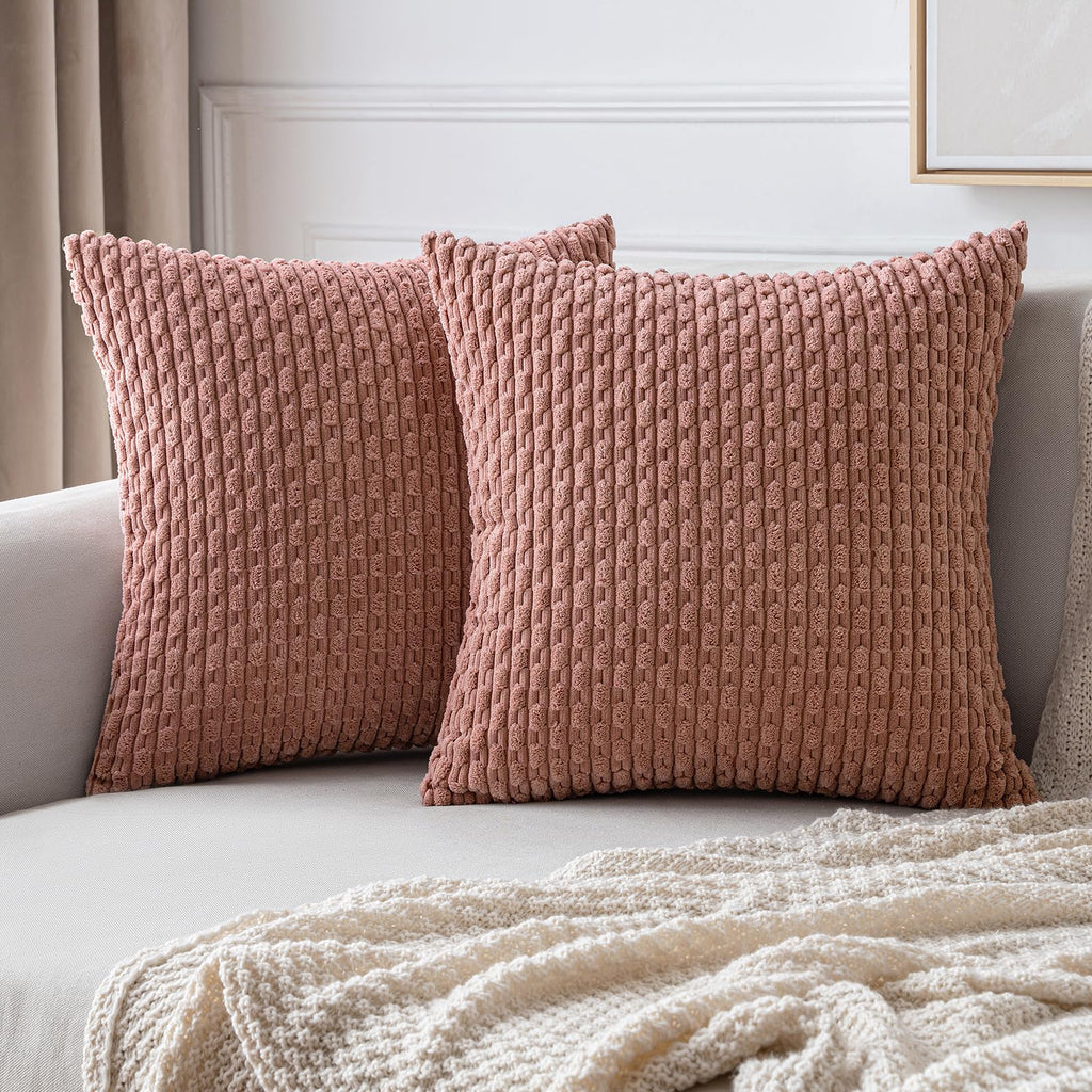 MIULEE Decorative Throw Pillow Covers 18x18 Sage Green Textured Corduroy