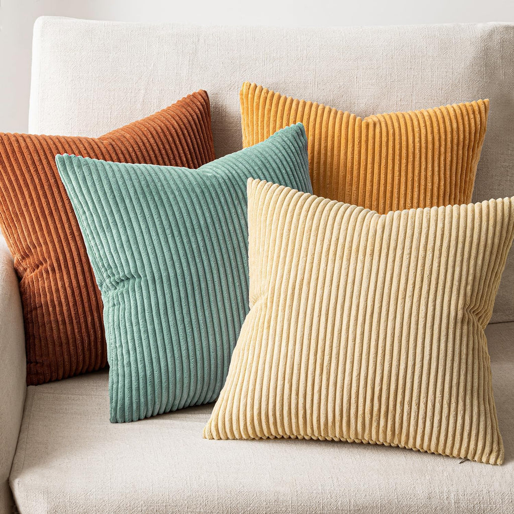 EMEMA Teal Orange Decorative Throw Pillow Covers 18x18 Inch Set of 4