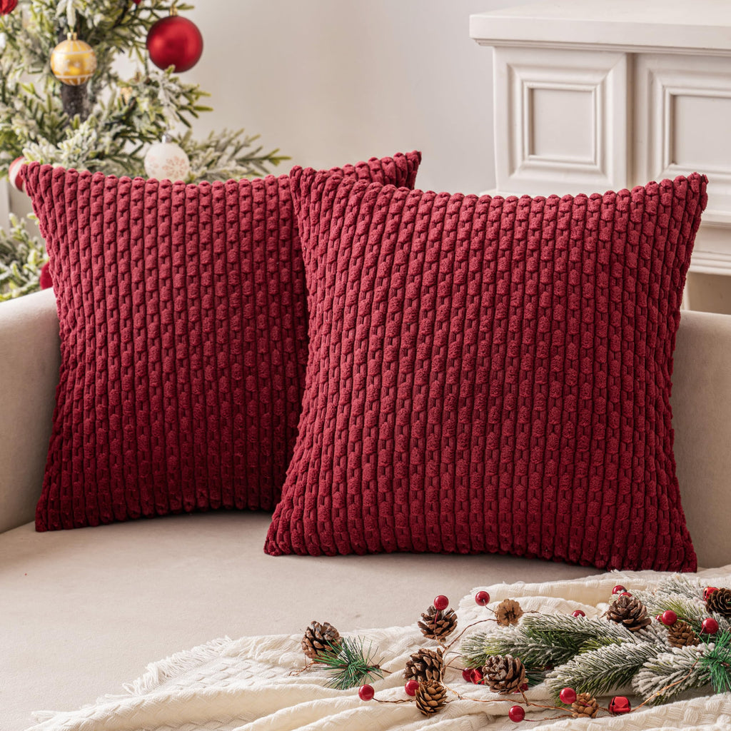 MIULEE Decorative Throw Pillow Covers 18x18 Sage Green Textured Corduroy
