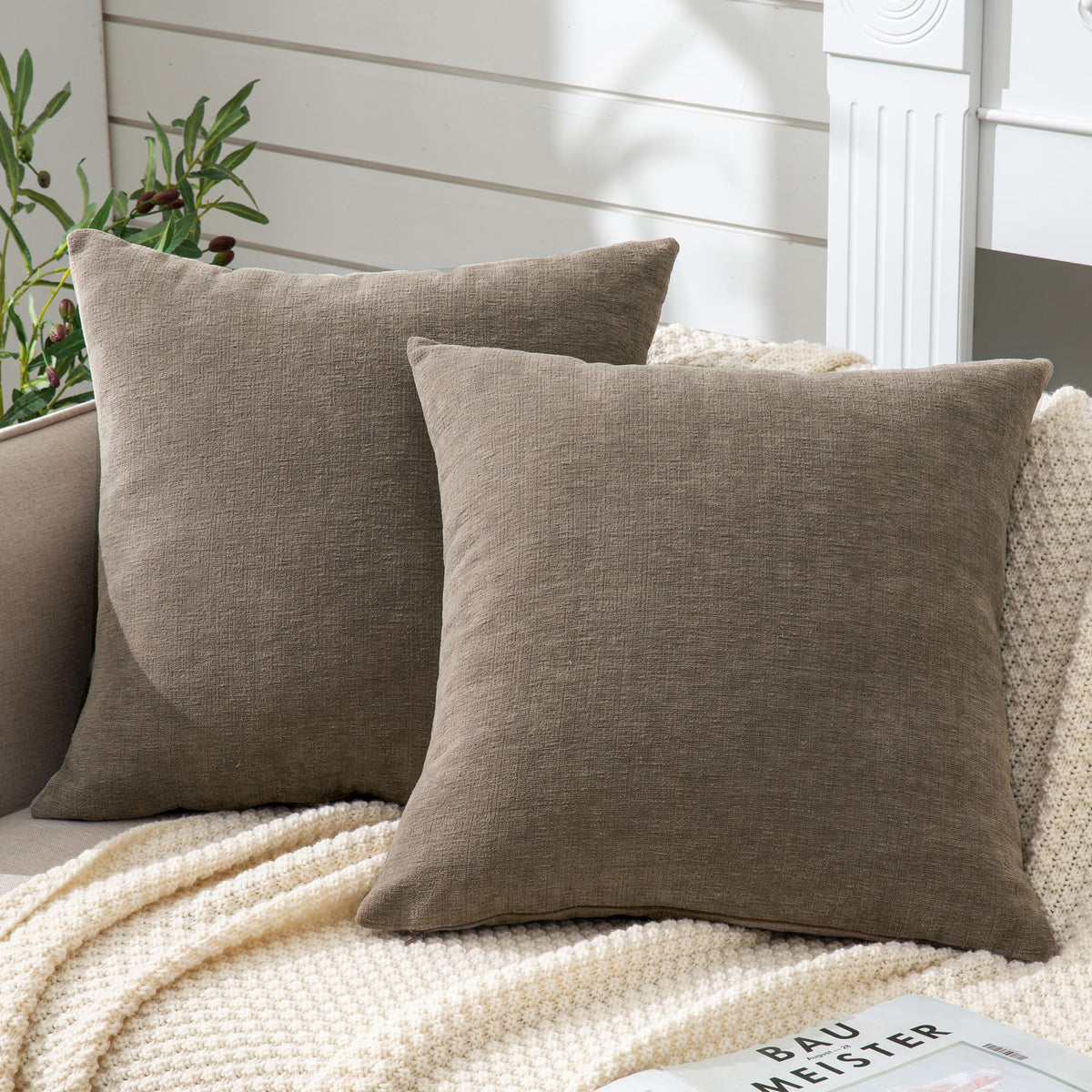 GAWAMAY Decorative Square Throw Pillow Covers 18"x18" Inch Set of 2, Super Soft Chenille Pillows Cover Fall Pillowcase for Living Room Bedroom Sofa Couch Cushion Cover Navy Blue 45x45cm (Only Covers)