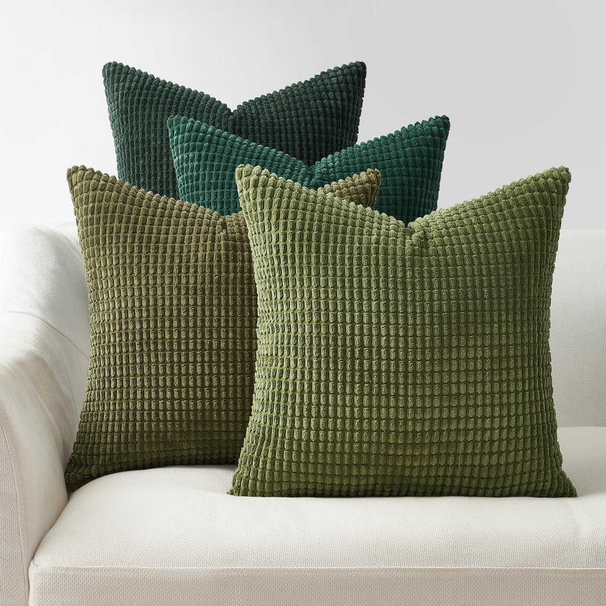 Topfinel Navy Throw Pillows Covers for Couch-18" x 18" Set of 4-Multi Marine/Dusty/Grey/Blue Combo-Fluffy Corduroy Kids Washable Decorative Cushion Case