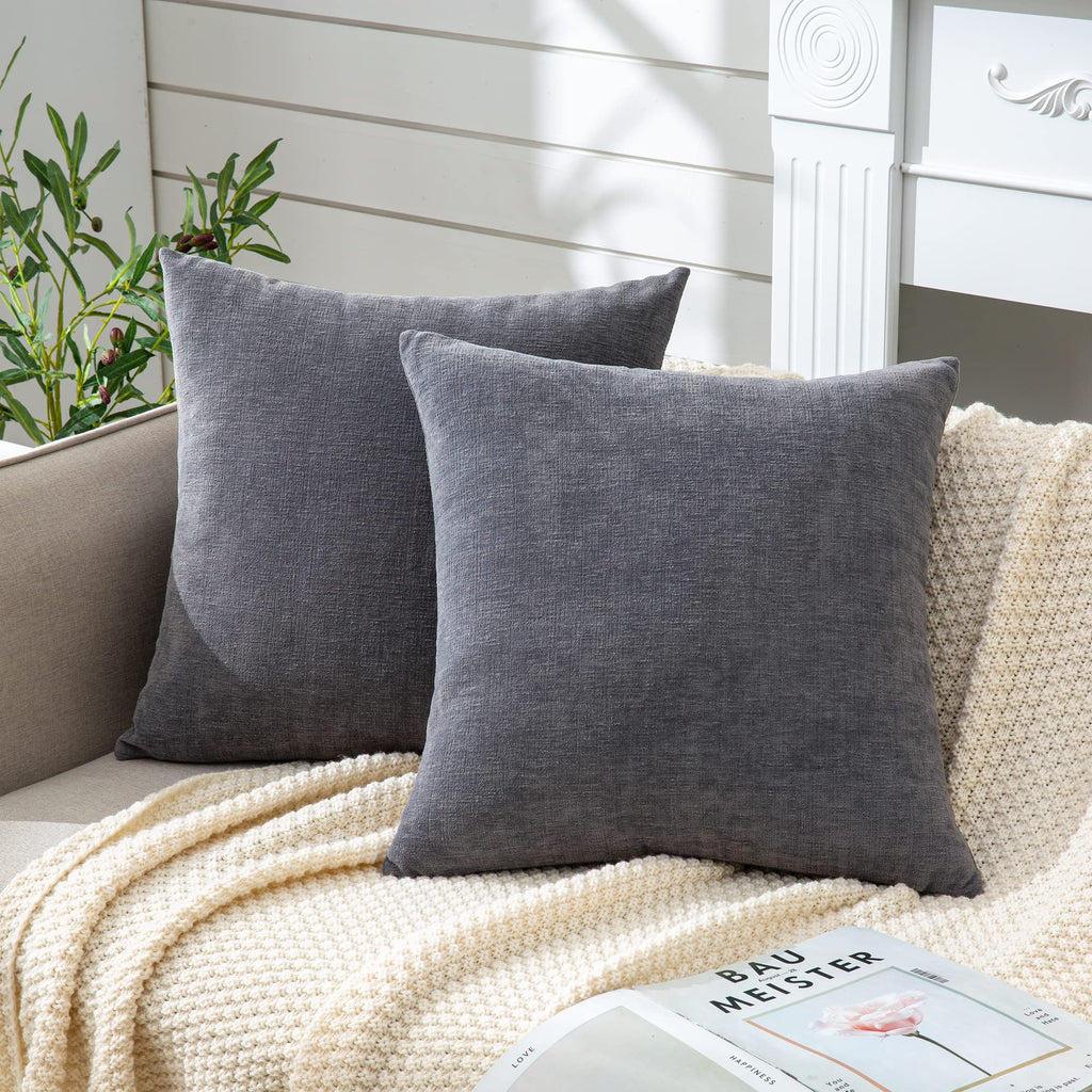 GAWAMAY Lumbar Support Pillow Decorative Rectangle Throw Pillow Covers 12"x20" Inch Set of 2, Soft Chenille Pillowcase for Living Room Bedroom Sofa Couch Cushion Cover Navy Blue 30x50cm (ONLY Covers)