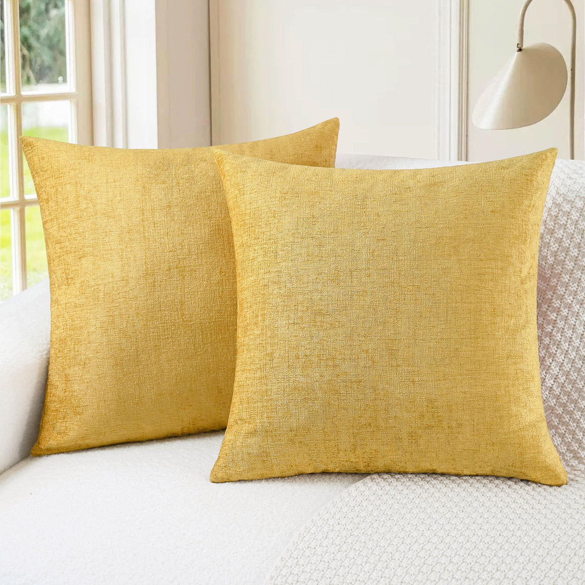 CaliTime Decorative Couch Throw Pillow Covers 18 X 18 Inches Medium Grey