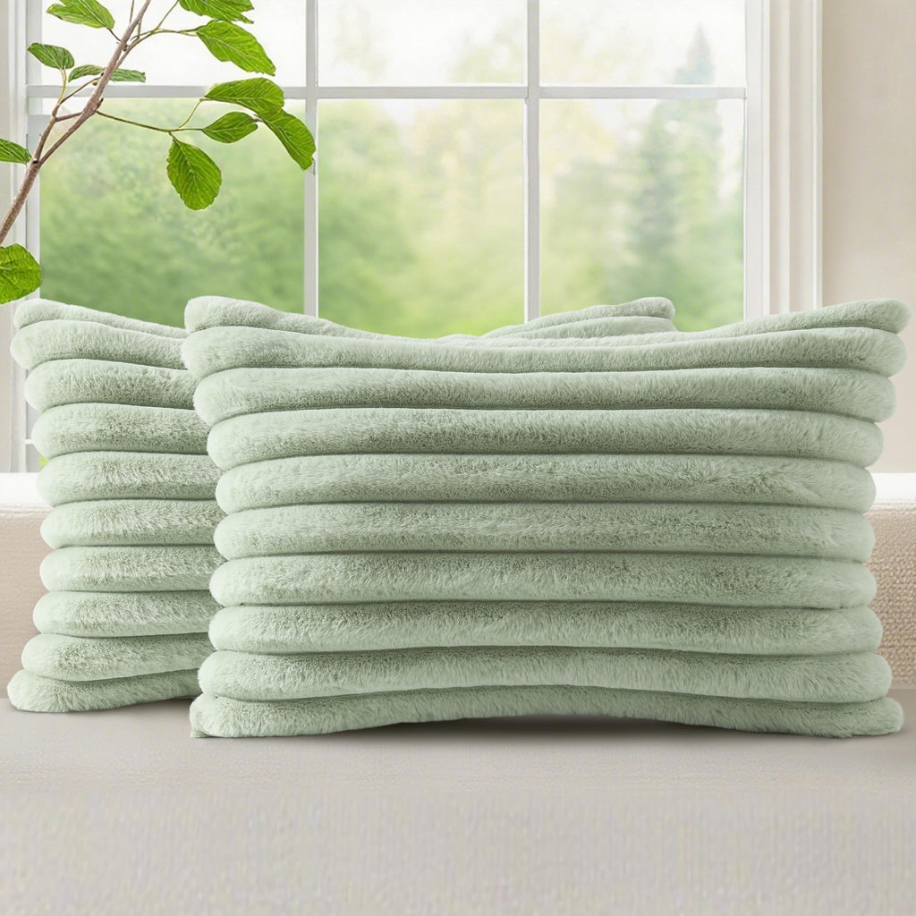 decorUhome Fall Faux Fur Throw Pillow Covers 18x18 Set of 2 Rust