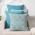 HPUK Throw Pillow Covers 18x18 Set of 4, Blue Patterned & Solid Covers