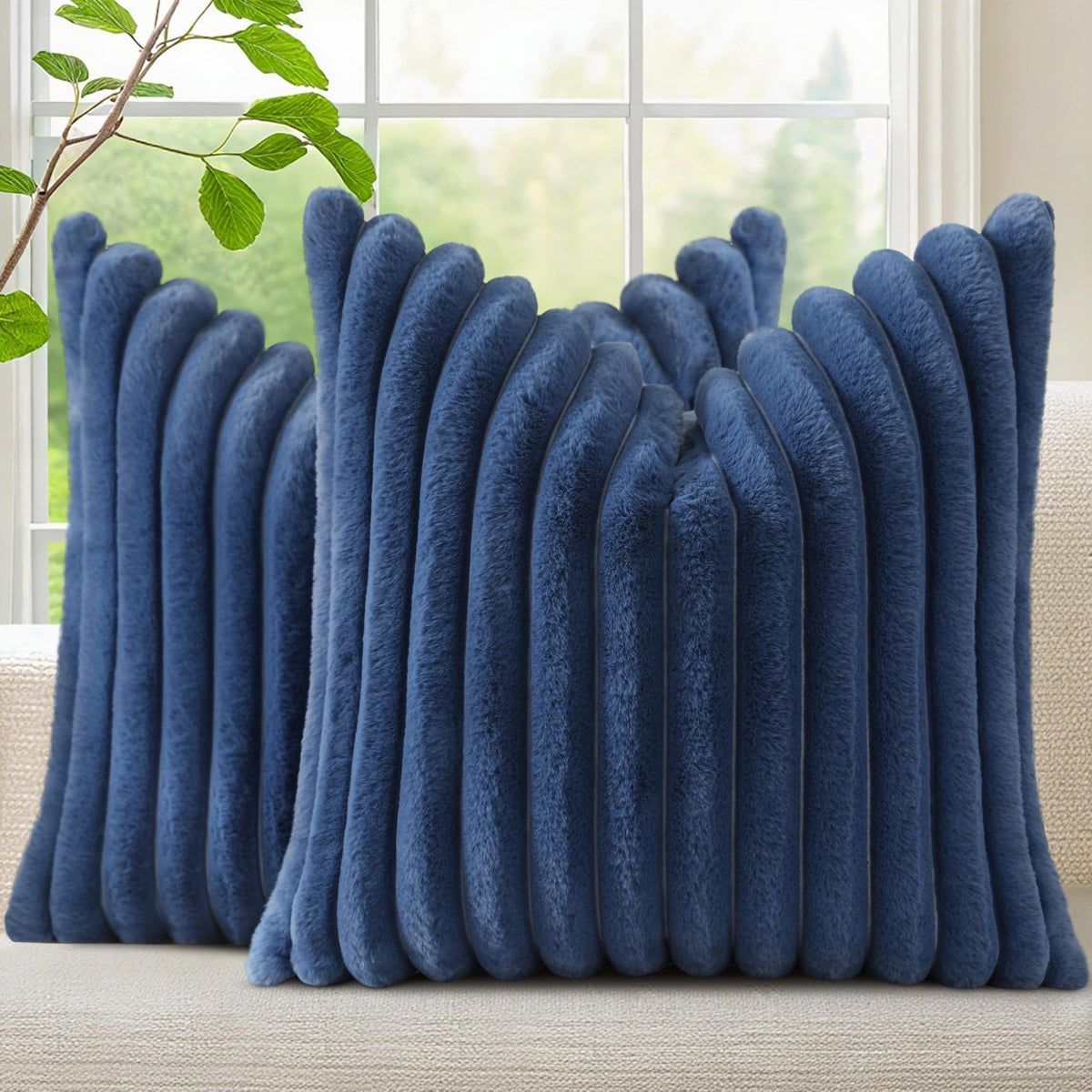 decorUhome Fall Faux Fur Throw Pillow Covers 18x18 Set of 2 Rust