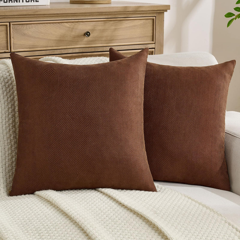 FUTEI Pack of 2 Chenille Throw Pillow Covers 18x18 Inch, Black