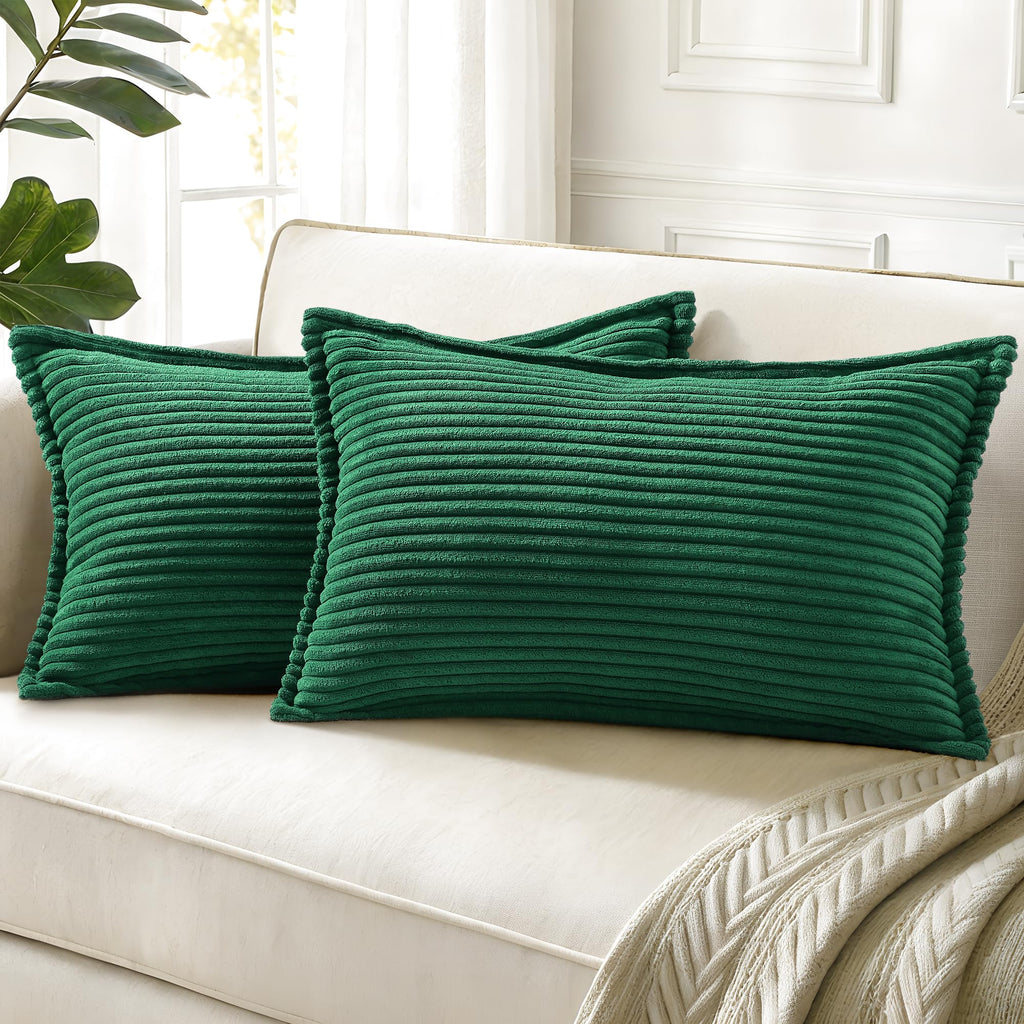 decorUhome Fall Corduroy Navy Blue Throw Pillow Covers 24x24 Set of 2