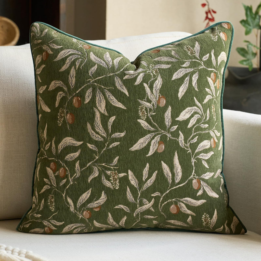 Alerfa Green Floral Throw Pillow Cover 12 x 20 Inch Rectange Luxury Decorative Lumbar Pillow Cover for Couch Living Room Bedroom