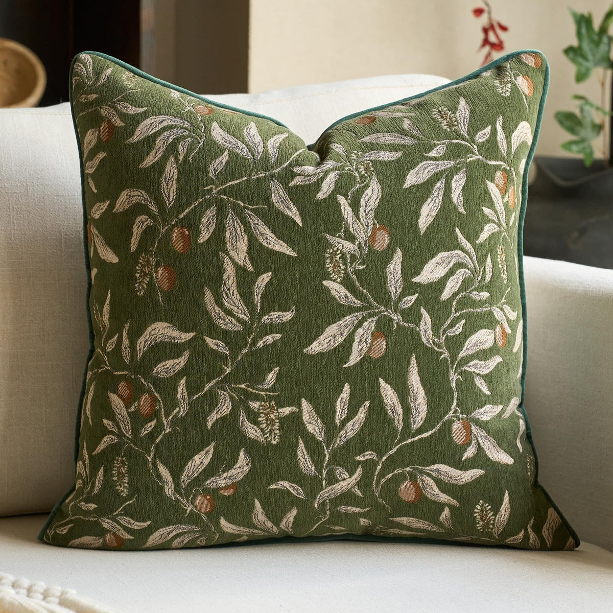 Alerfa Green Floral Throw Pillow Cover 12 x 20 Inch Rectange Luxury Decorative Lumbar Pillow Cover for Couch Living Room Bedroom
