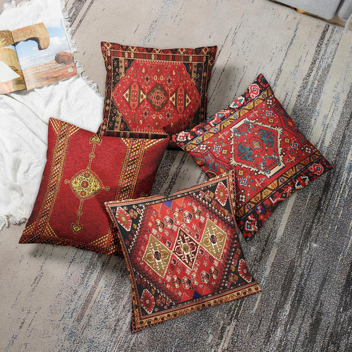 Britimes Throw Pillow Covers Set of 4, 20 x 20 Inch, Moroccan