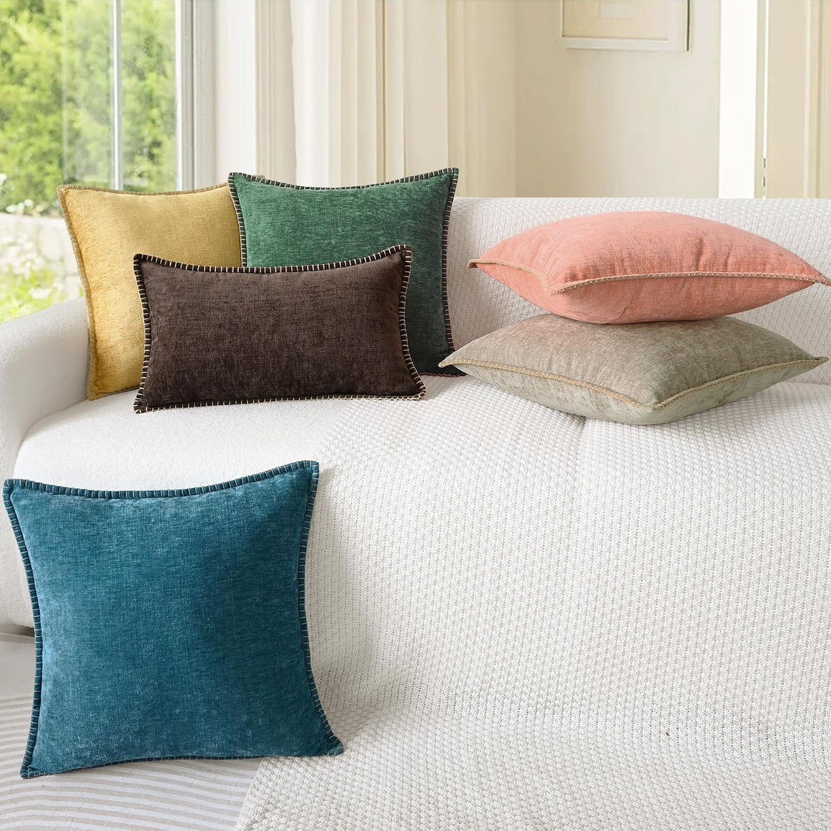 CaliTime Decorative Couch Throw Pillow Covers 20 X 12 Inches Gold