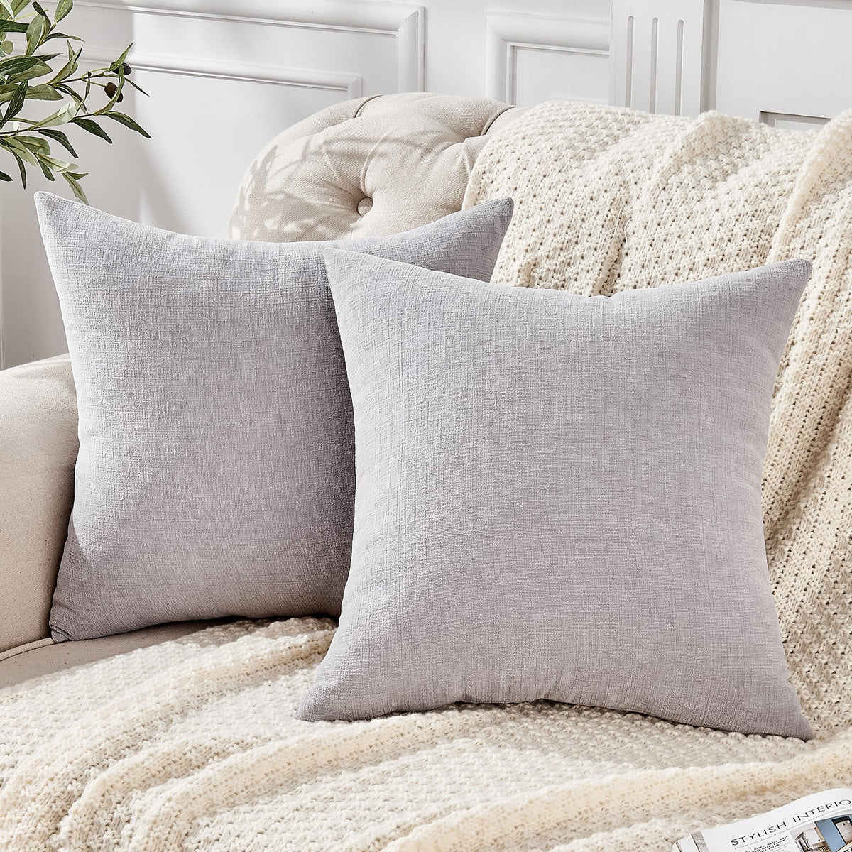 GAWAMAY Lumbar Support Pillow Decorative Rectangle Throw Pillow Covers 12"x20" Inch Set of 2, Soft Chenille Pillowcase for Living Room Bedroom Sofa Couch Cushion Cover Navy Blue 30x50cm (ONLY Covers)