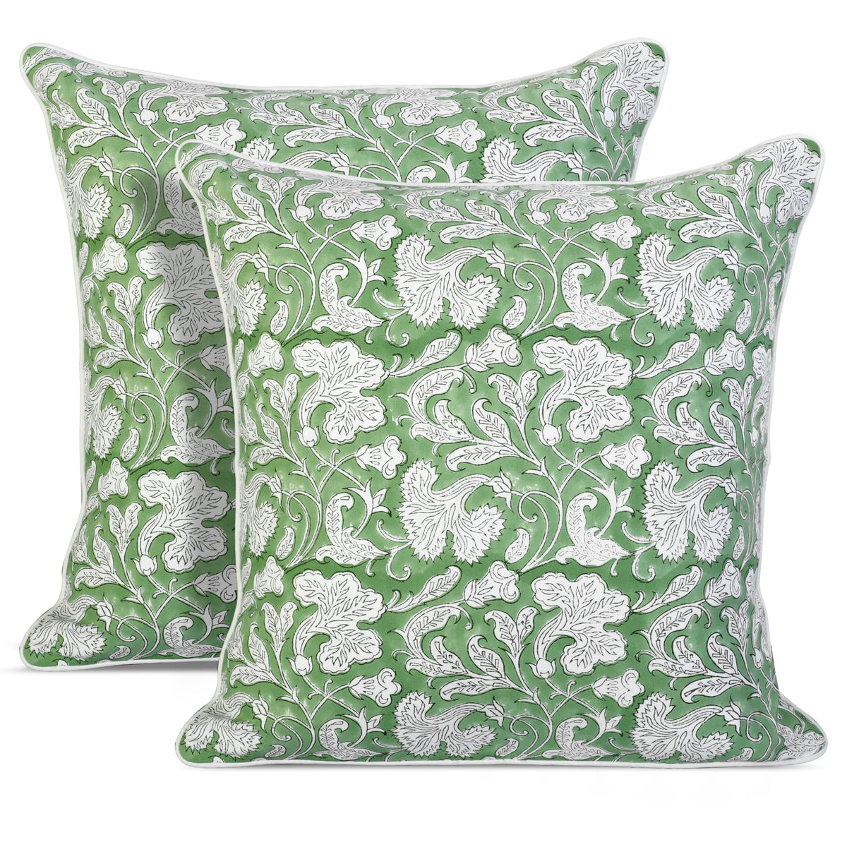 Ridhi Block Print Columbia Blue Pillow Cover 18" x 18" (Pack of 2) Decorative Couch Pillows for Living Room, Chic Boho Cute Outdoor Pillows Covers Gifts for Spring, Easter and Valentine