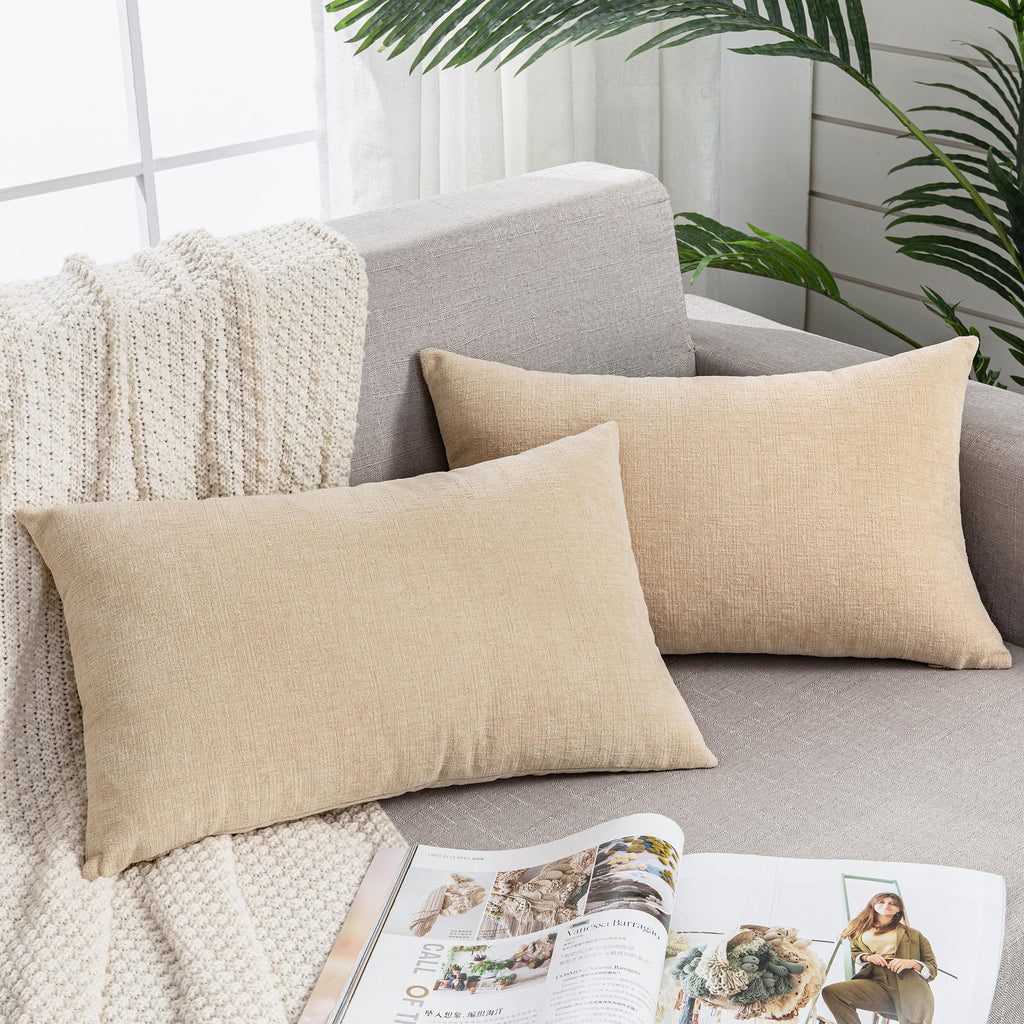 GAWAMAY Decorative Square Throw Pillow Covers 18"x18" Inch Set of 2, Super Soft Chenille Pillows Cover Fall Pillowcase for Living Room Bedroom Sofa Couch Cushion Cover Navy Blue 45x45cm (Only Covers)