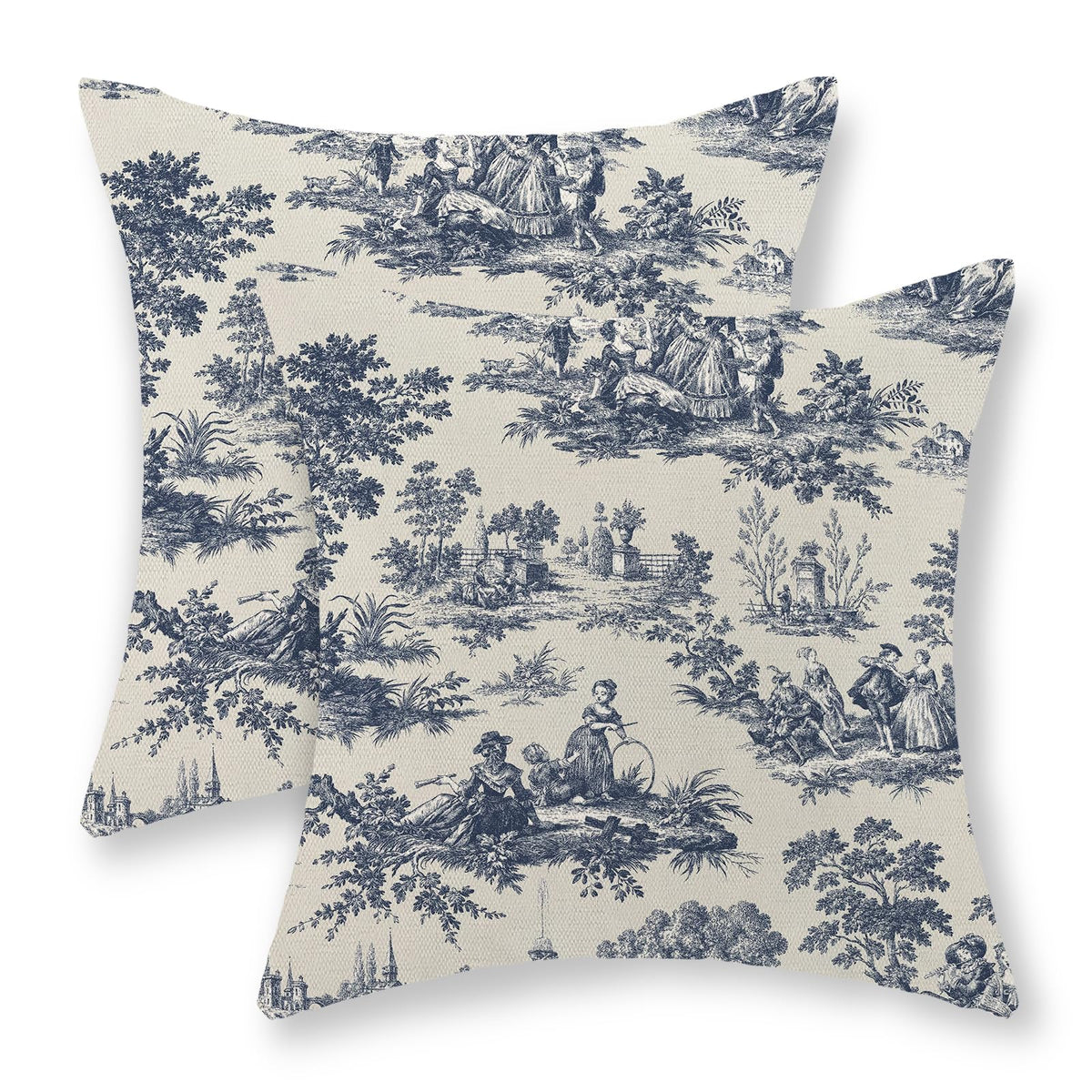 Chinoiserie Pillow Covers 18x18 Set of 2 Blue Green Bird Floral Throw Pillows Vintage Blue Flowers Decorations Outdoor Pillowcase Chinoiserie Decor Farmhouse Linen Cushion Case for Couch Home