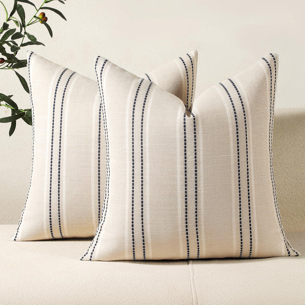 Hckot Decorative Throw Pillow Covers 20x20 Set of 2 Striped Pillow Covers