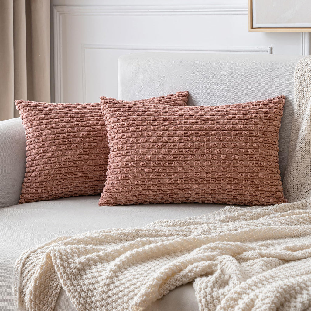 MIULEE Decorative Throw Pillow Covers 18x18 Sage Green Textured Corduroy