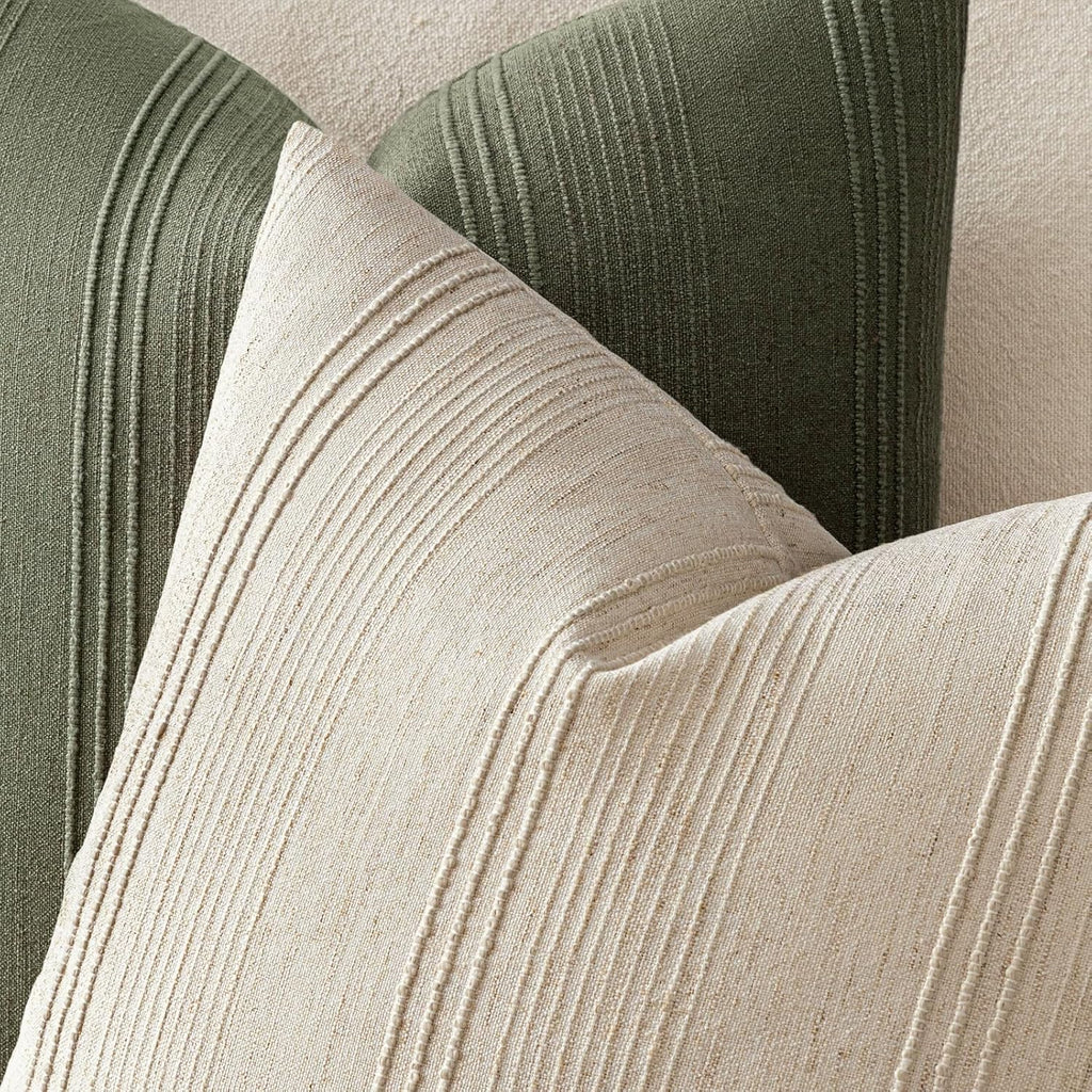 MIULEE Decorative Striped Throw Pillow Covers 20x20 Inch Beige 2 Pack