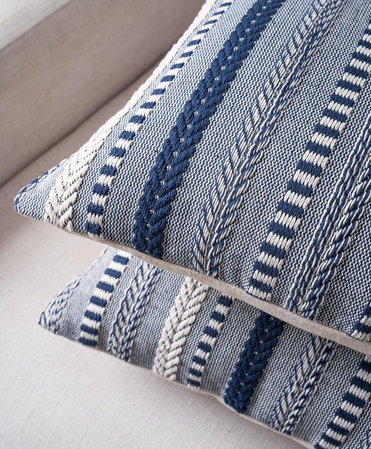 Cethom Boho Throw Pillow Covers 18x18 Inch Set of 2, Farmhouse Decorative Couch Pillow Cases, Navy Blue Accent Pillows of Bed, Sofa Bedroom Living Room Home Decor Cushion Cover