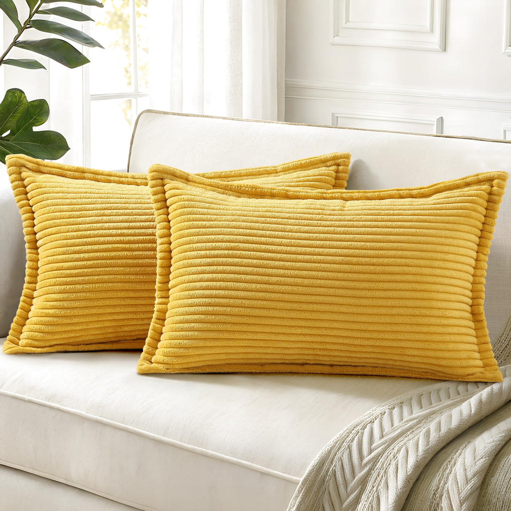decorUhome Fall Corduroy Navy Blue Throw Pillow Covers 24x24 Set of 2