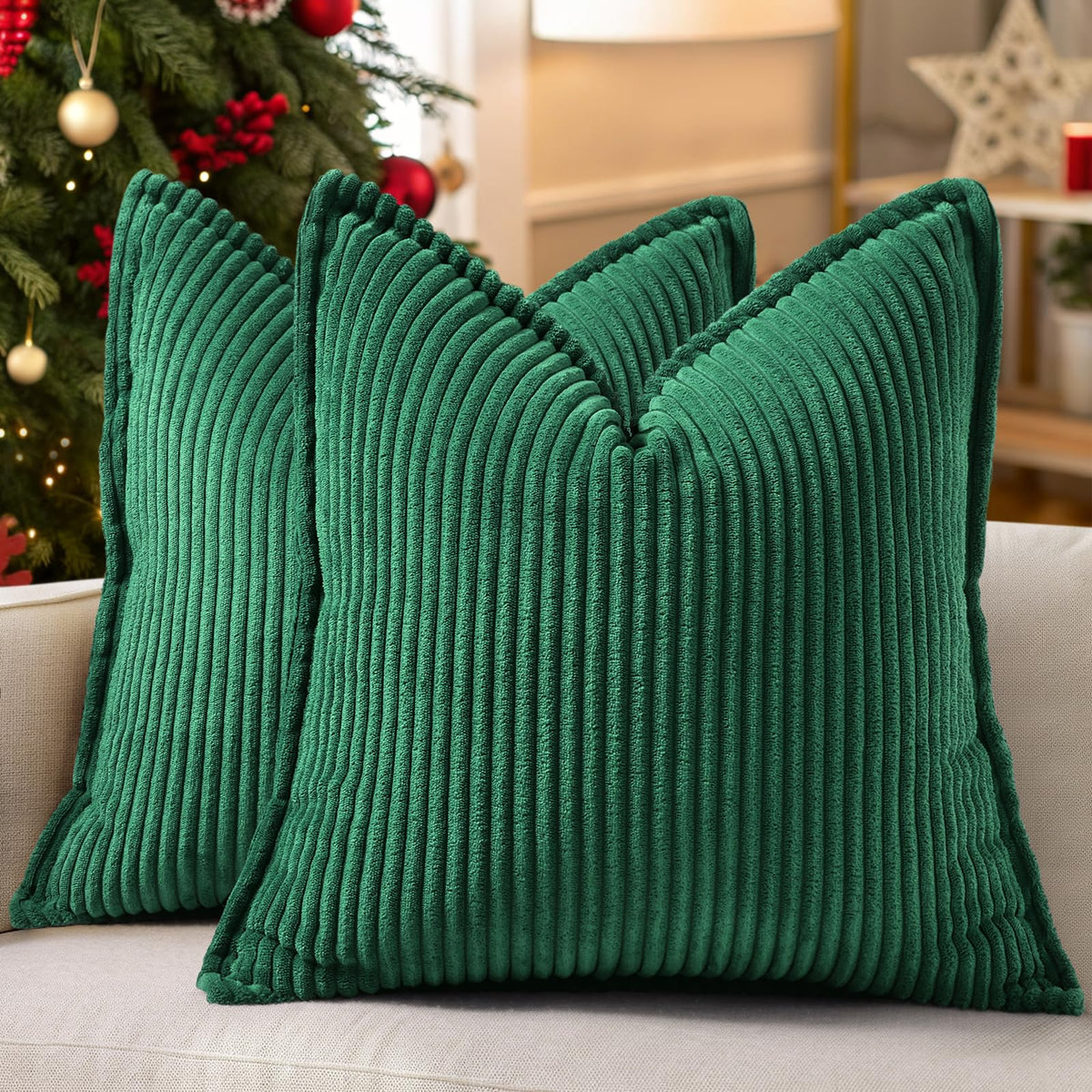 decorUhome Fall Corduroy Navy Blue Throw Pillow Covers 24x24 Set of 2