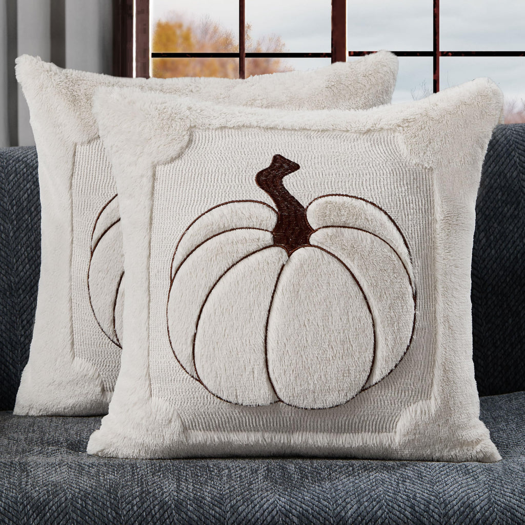 Allorry Fall Pillow Covers 18x18 2 Pack Beige Pumpkin Home Decor PT010A18