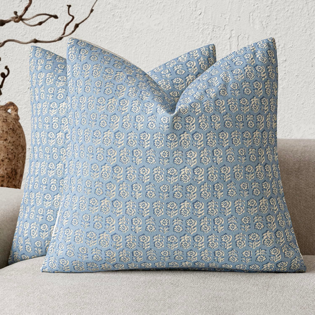 Foindtower Decorative Floral Print Throw Pillow Covers 20×20 Inch,Tan Taupe