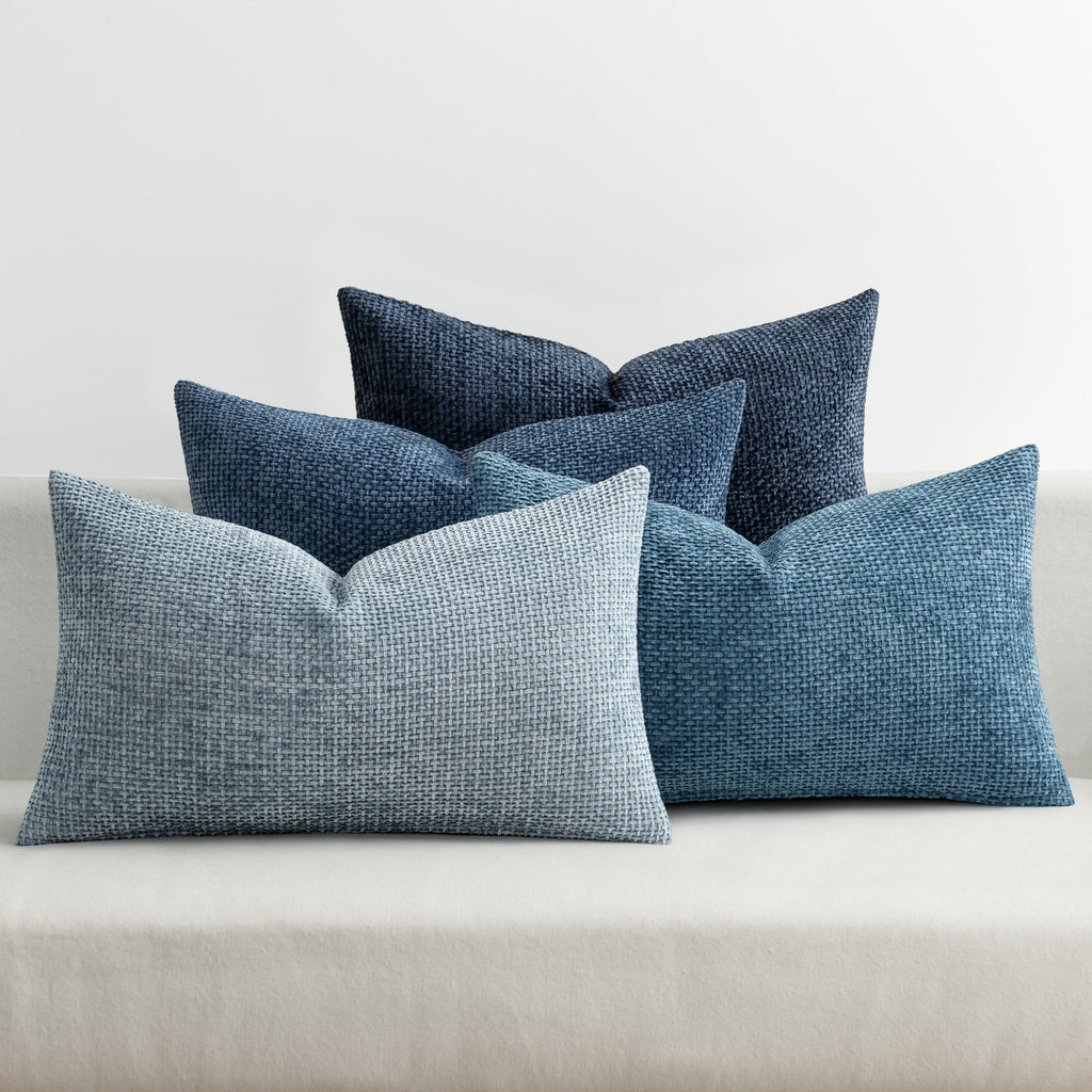 MIULEE Soft Decorative Chenille Pillow Covers Blue Series 18x18 Pack of 4
