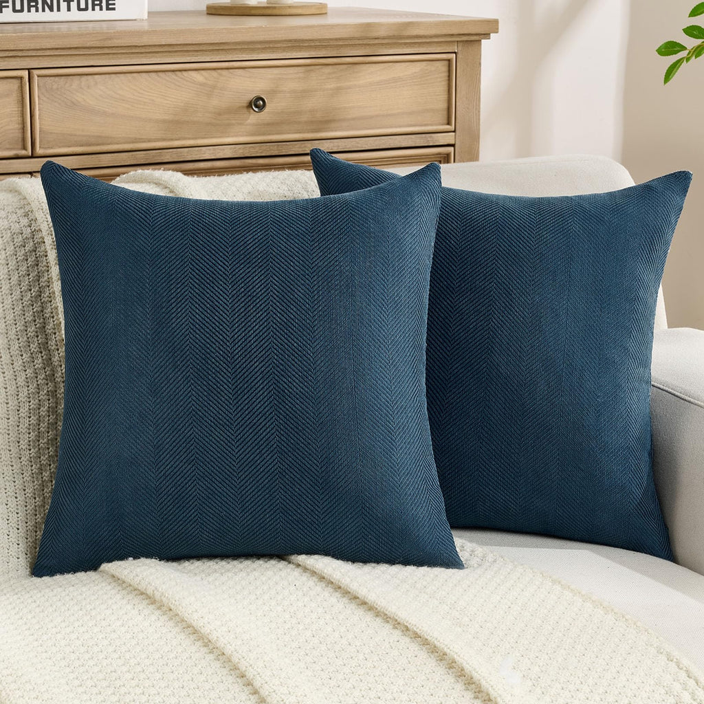 FUTEI Pack of 2 Chenille Throw Pillow Covers 18x18 Inch, Black