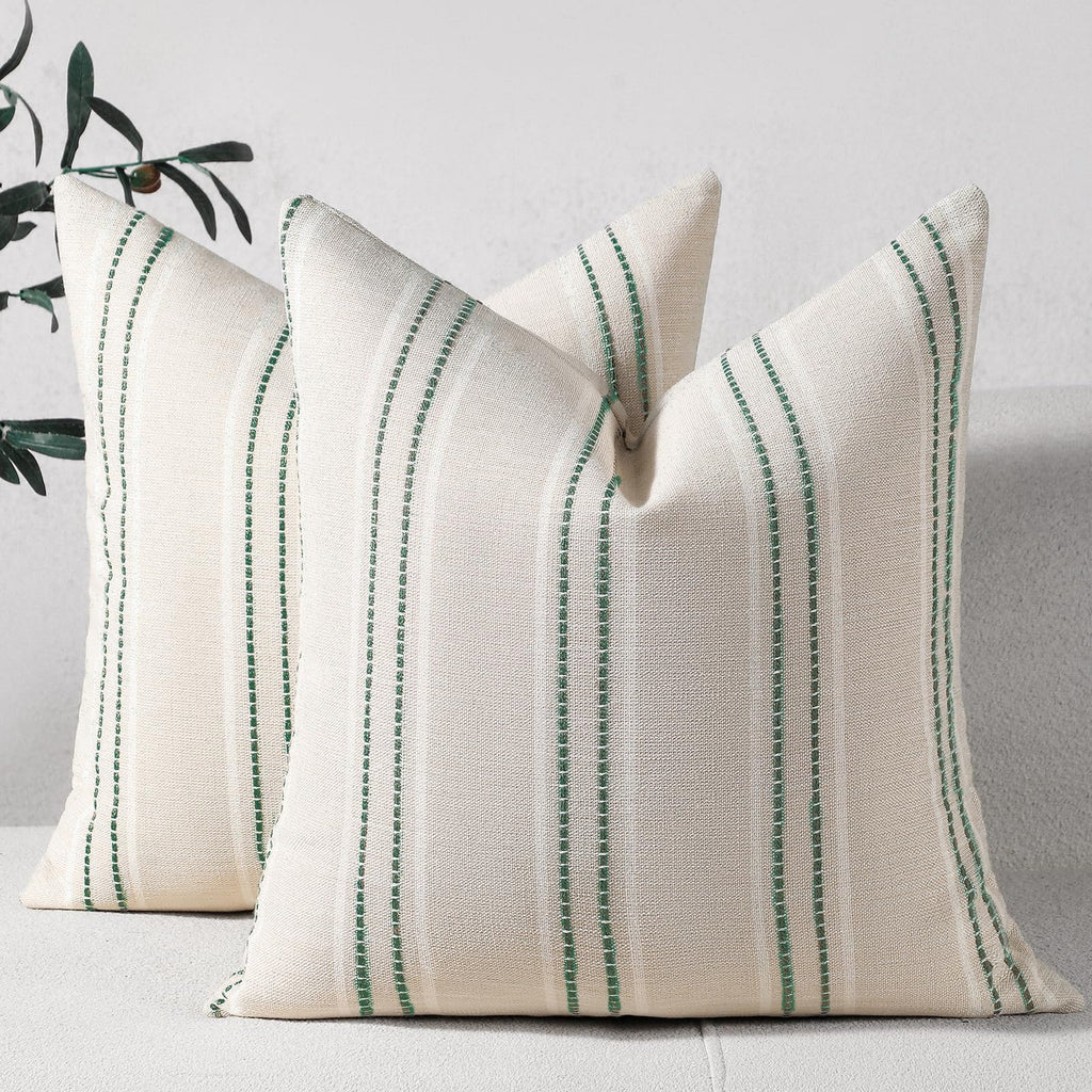 Hckot Decorative Throw Pillow Covers 20x20 Set of 2 Striped Pillow Covers