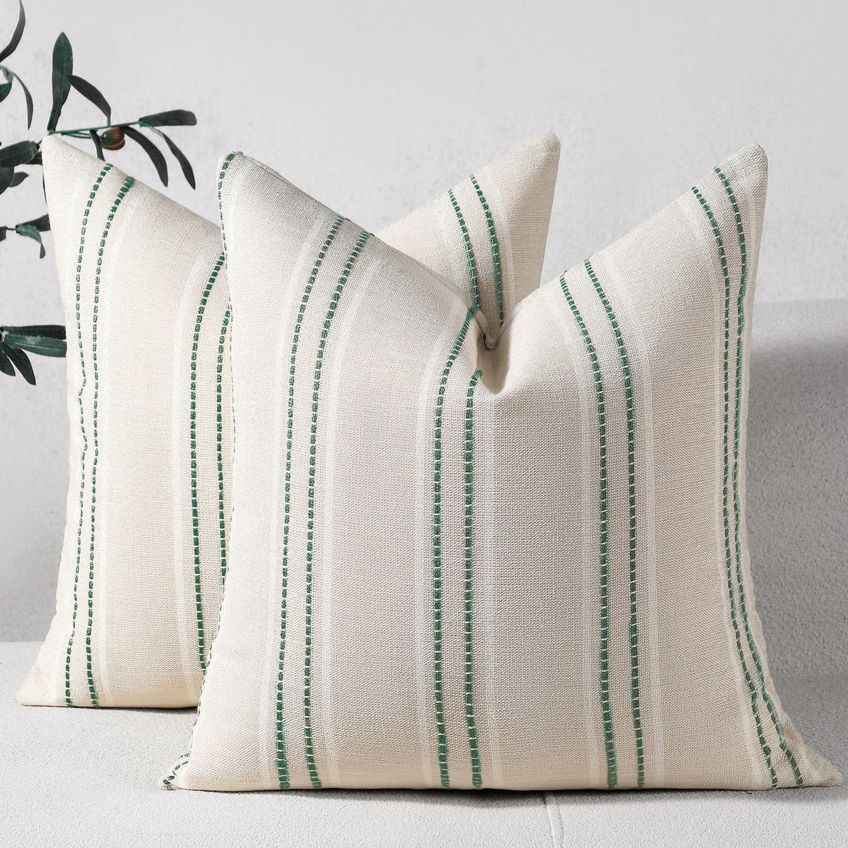 Hckot Decorative Throw Pillow Covers 20x20 Set of 2 Striped Pillow Covers