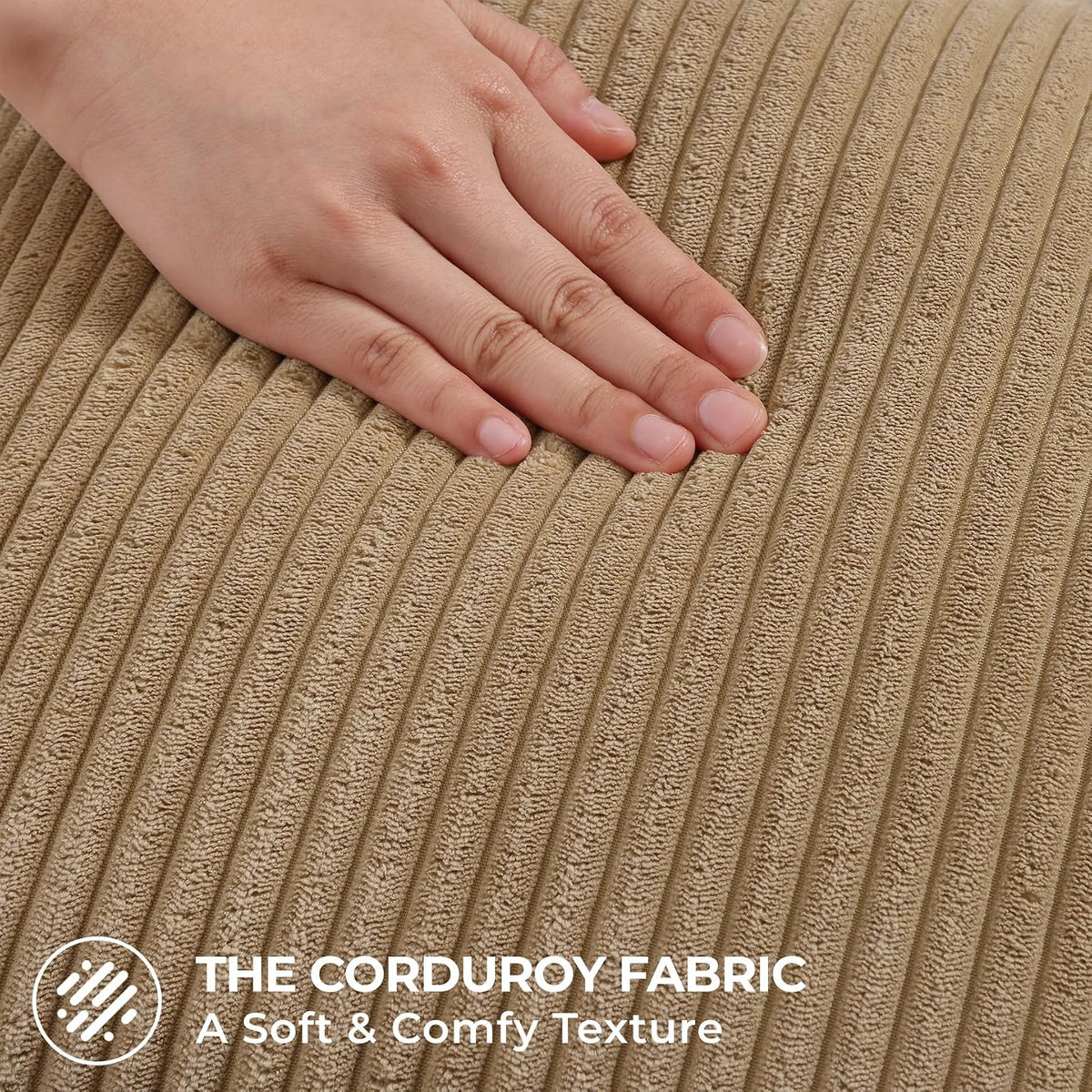 Mecatny Corduroy Fall Decorative Throw Pillow Covers 18x18 Set of 2 Khaki