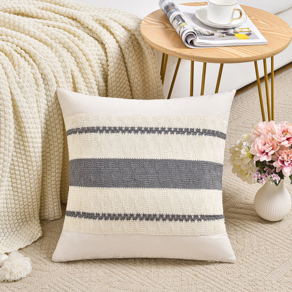 Fancy Homi Set of 1 Sage Green Boho Lumbar Decorative Throw Pillow Covers 12x20 Inch for Living Room Bedroom Couch Bed Chair, Rustic Retro Cushion Case, Bohemian Room Home Decor
