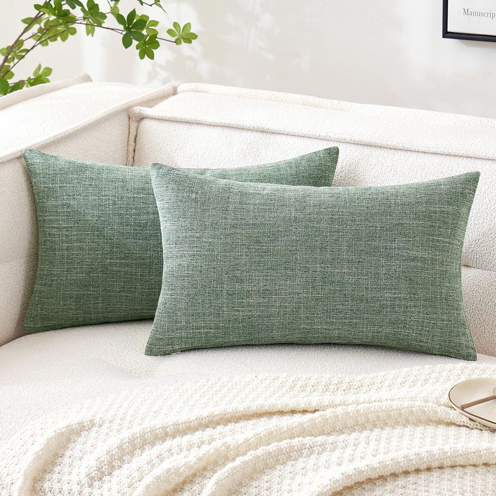 MIULEE Pack of 2 Linen Textured Pillow Covers, 18x18 Inch Light Blue