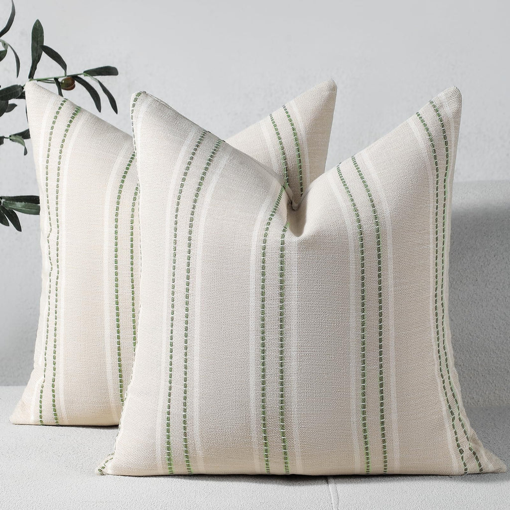 Hckot Decorative Throw Pillow Covers 20x20 Set of 2 Striped Pillow Covers