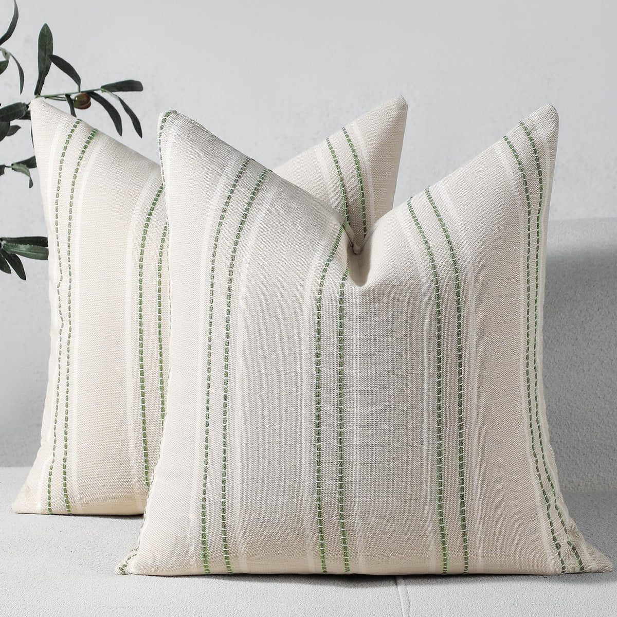 Hckot Decorative Throw Pillow Covers 20x20 Set of 2 Striped Pillow Covers