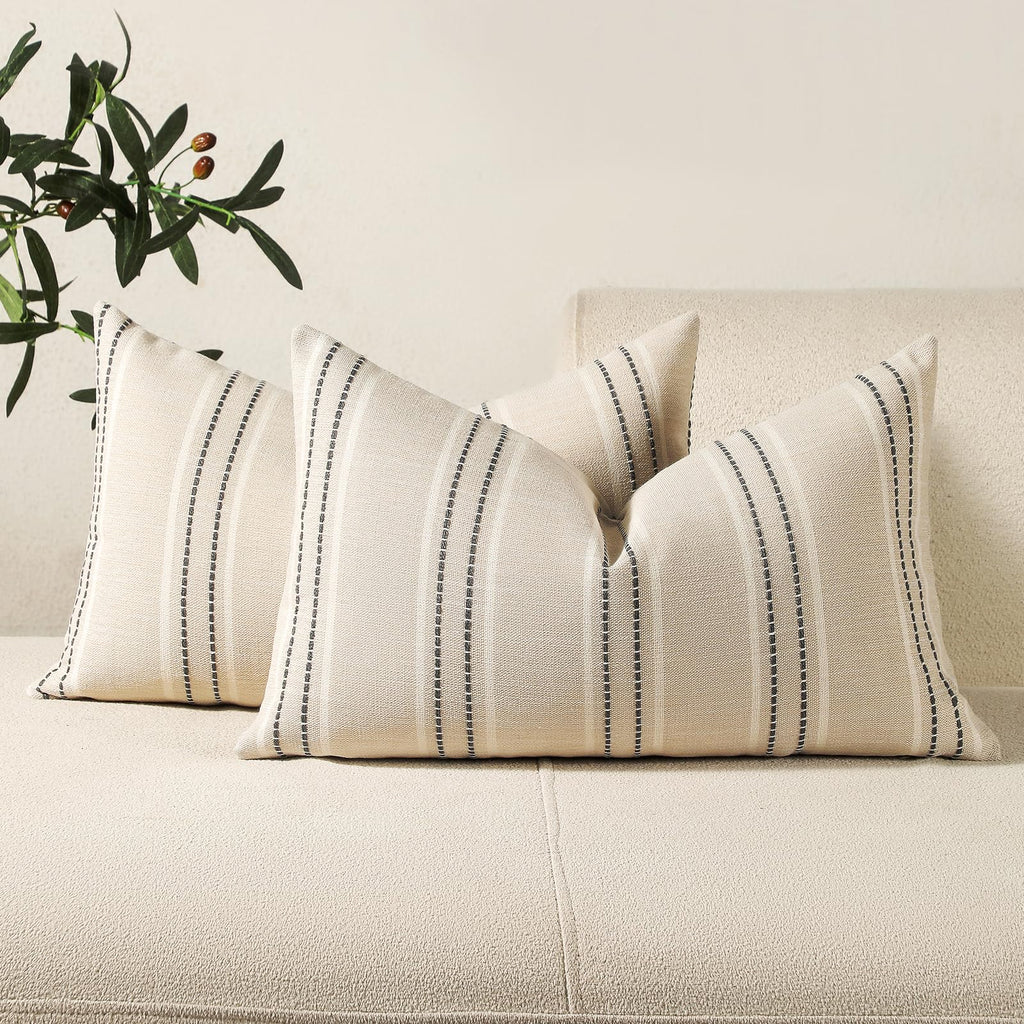 Hckot Decorative Throw Pillow Covers 20x20 Set of 2 Striped Pillow Covers