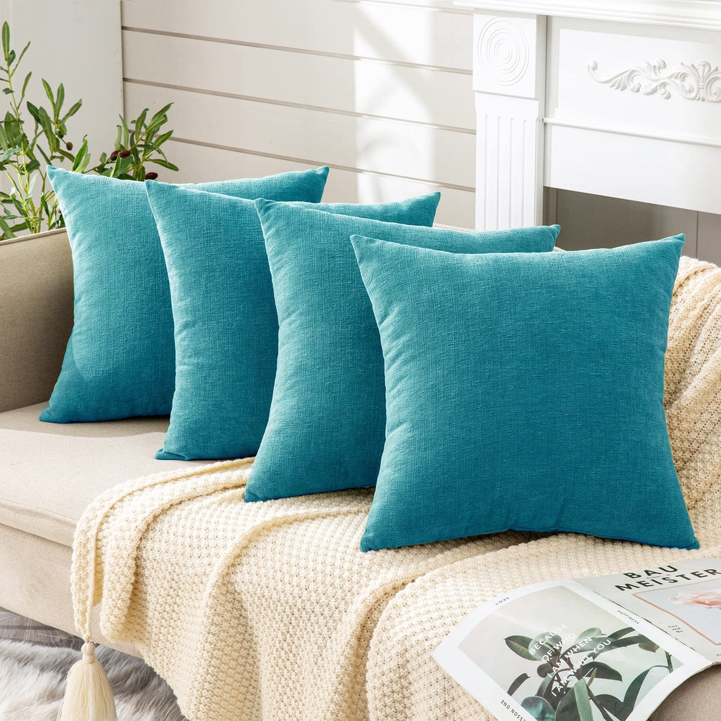 GAWAMAY Lumbar Support Pillow Decorative Rectangle Throw Pillow Covers 12"x20" Inch Set of 2, Soft Chenille Pillowcase for Living Room Bedroom Sofa Couch Cushion Cover Navy Blue 30x50cm (ONLY Covers)