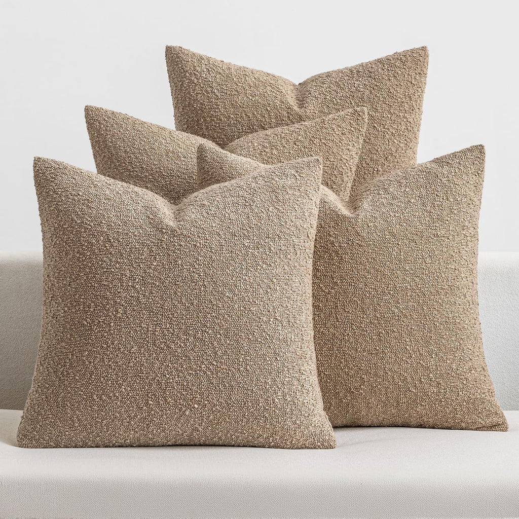 MIULEE Fall Decorative Boucle Throw Pillow Covers 18x18 Rustic Set of 4