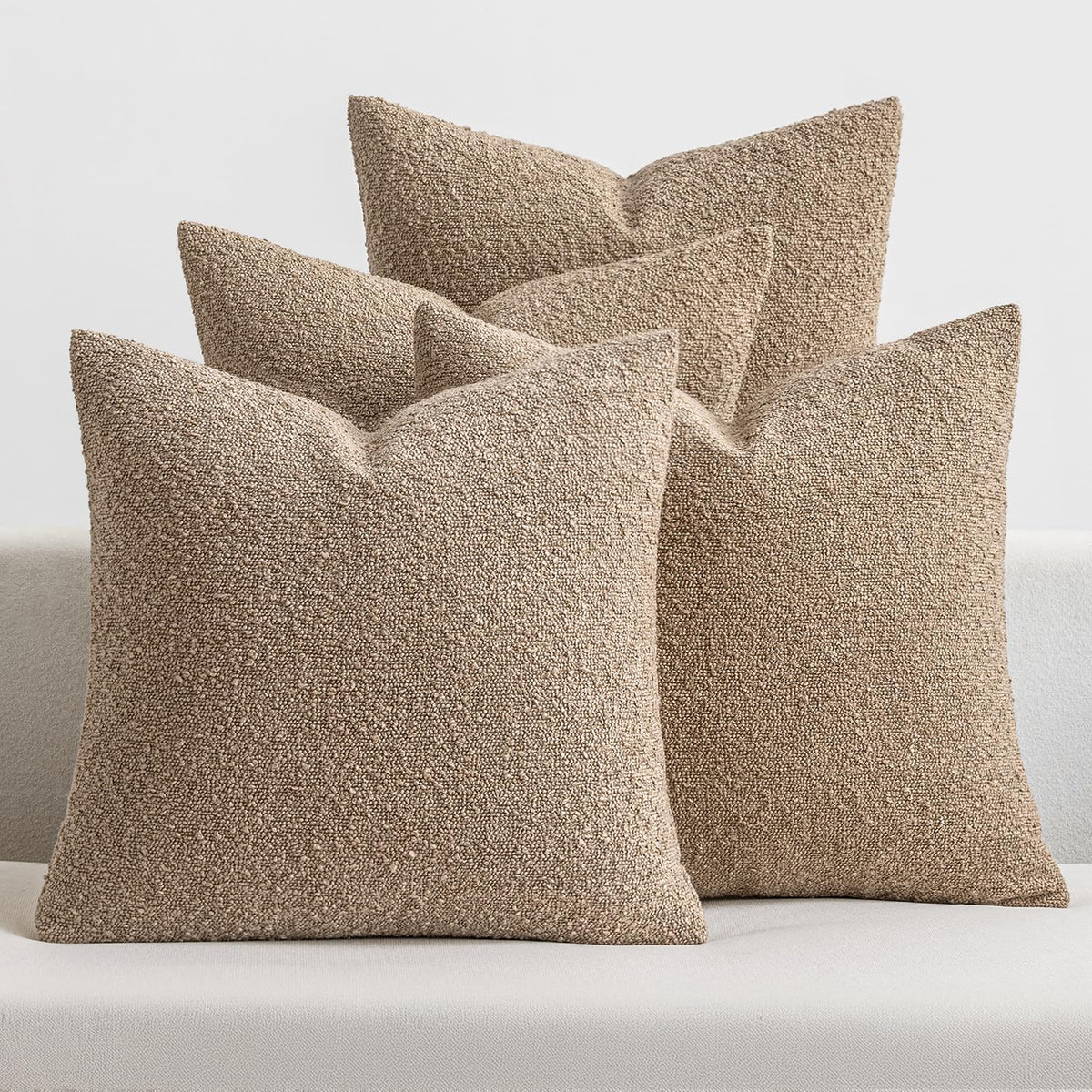 MIULEE Fall Decorative Boucle Throw Pillow Covers 18x18 Rustic Set of 4